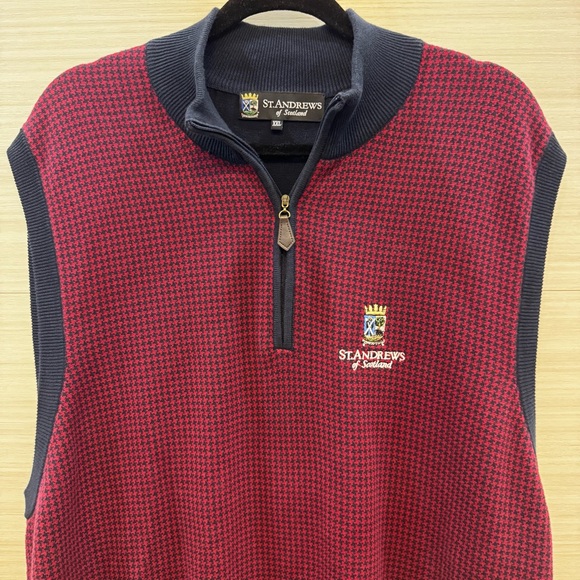 St. Andrew’s of Scotland Red and Black Sleeveless Cotton Sweater Vest size XXL - Picture 1 of 6